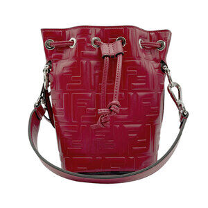 Fendi Montresor Leather Crossbody Bag Red Silver